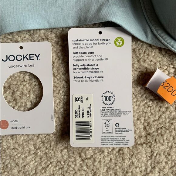 Jockey Smooth & Sleek Bra Supersoft Underwire T-Shirt Bra 32DD Convertible Strap - Picture 8 of 9